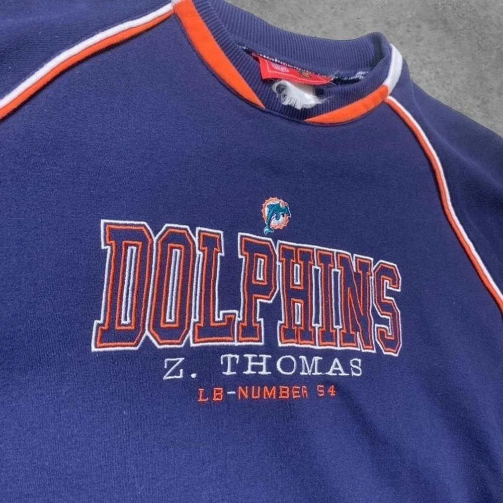 Vintage Zach Thomas Miami Dolphins‎ NFL Players Embroidered Crewneck